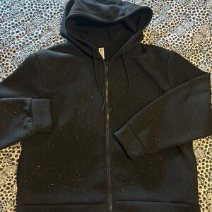 Black Speckled Zip-Up Hoodie